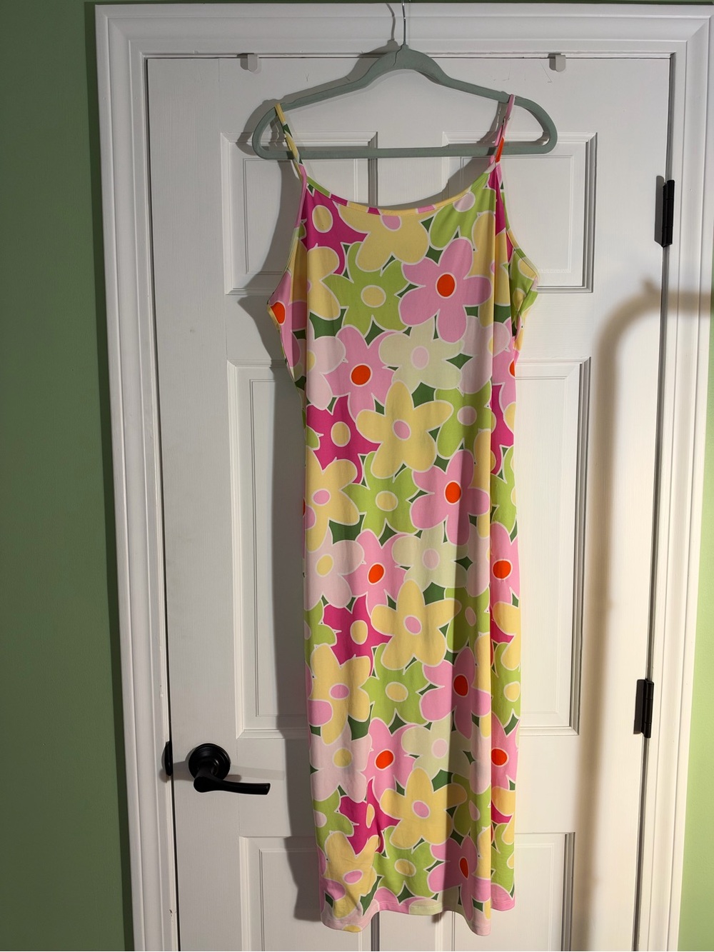 VILA Floral Midi Slip Dress in Pink, Yellow & Green